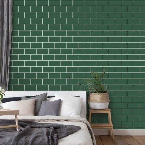 Adesivo de parede Papel de Parede Tijolo Stoned Verde