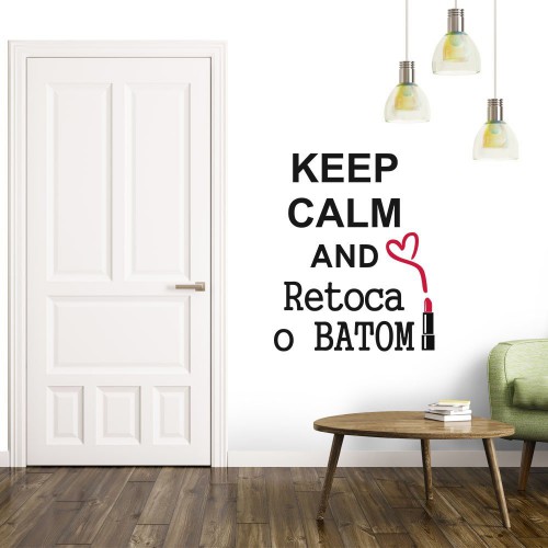 Adesivo de parede Adesivo de Parede Keep Calm and Retoca o Batom