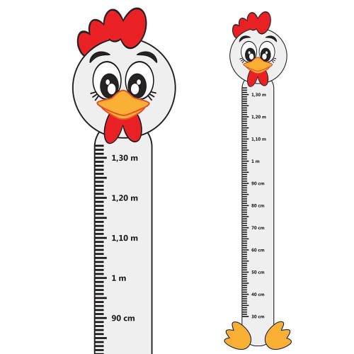 Adesivo de parede Adesivo Régua de Crescimento Galinha com Pé