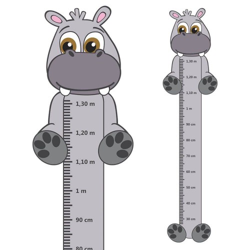 Adesivo de parede Adesivo Régua de Crescimento Hipopótamo com Patas