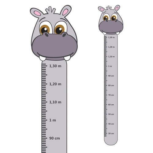 Adesivo de parede Adesivo Régua de Crescimento Hipopótamo