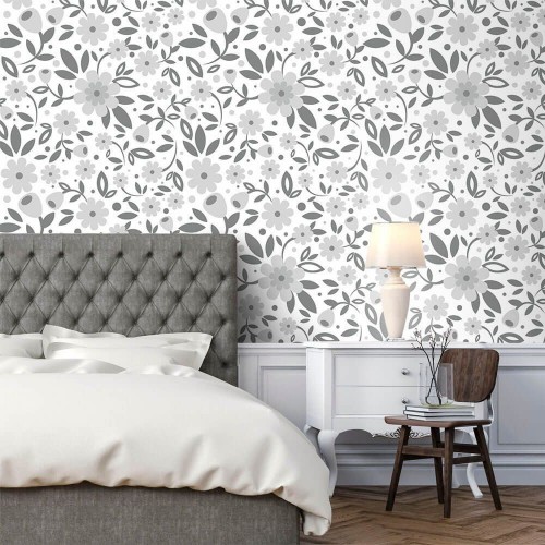 Adesivo de parede Papel de Parede Big Flowers Gray