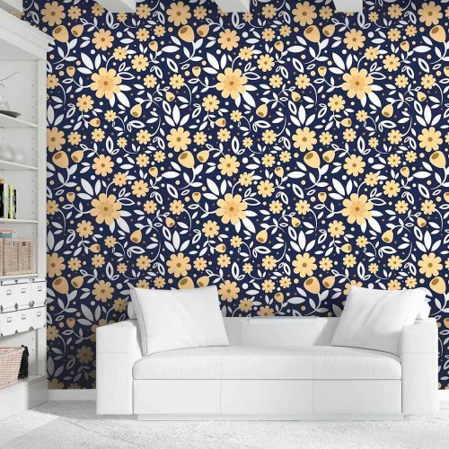 Adesivo de parede Papel de Parede Big Flowers Navy