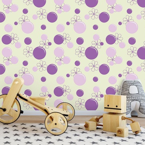 Adesivo de parede Papel de Parede Bubbles Violet