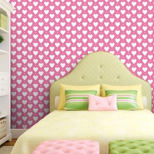 Adesivo de parede Papel de Parede Heart Point Pink