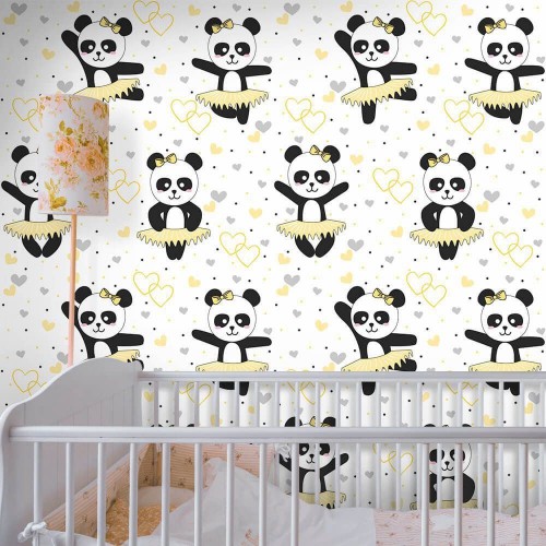 Adesivo de parede Papel de Parede Panda Ballet Clean