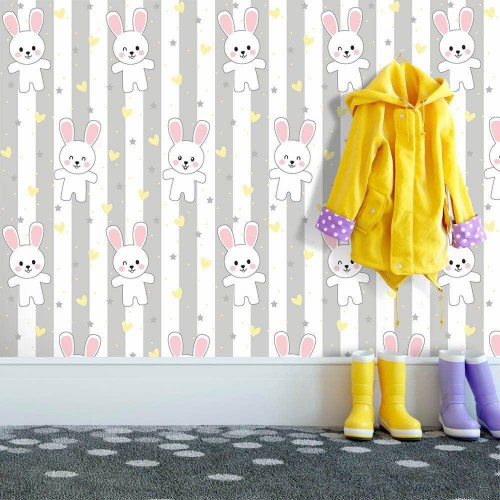 Adesivo de parede Papel de Parede Rabbit Gray