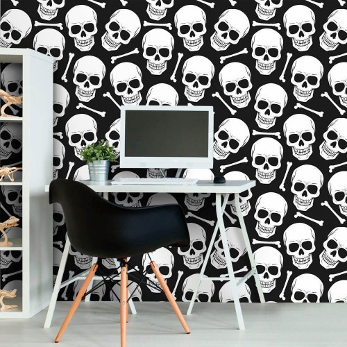 Adesivo de parede Papel de Parede Skull Dark