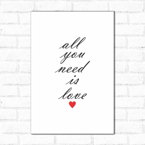 Adesivo de parede Placa Decorativa All You Need is Love