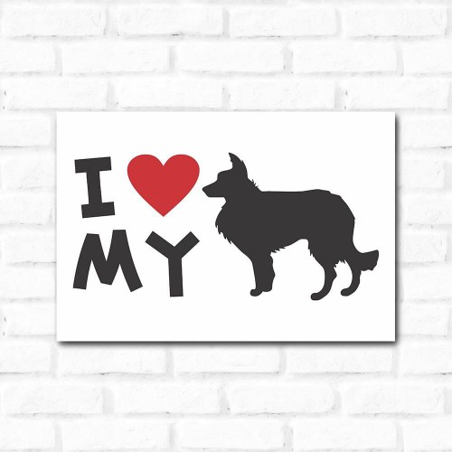 Adesivo de parede Placa Decorativa I Love My Border Collie