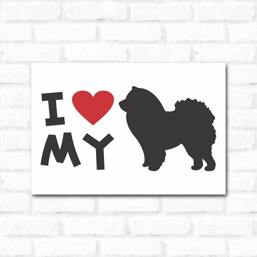 Adesivo de parede Placa Decorativa I Love My Chow Chow