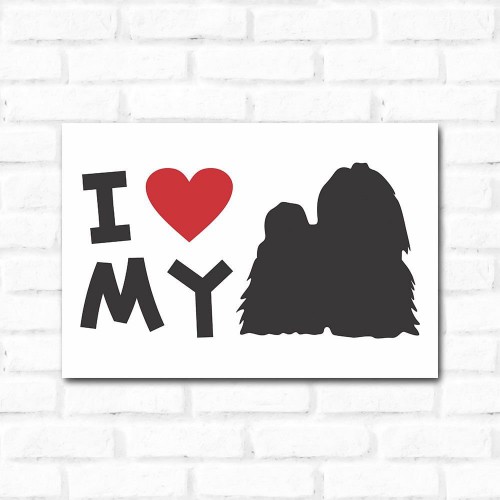 Adesivo de parede Placa Decorativa I Love My Shih Tzu