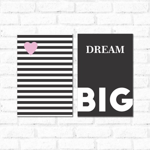 Adesivo de parede Placa Decorativa Kit Dream Big Listra