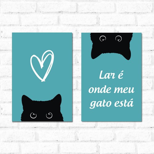 Adesivo de parede Placa Decorativa Kit Lar é Onde Meu Gato Está