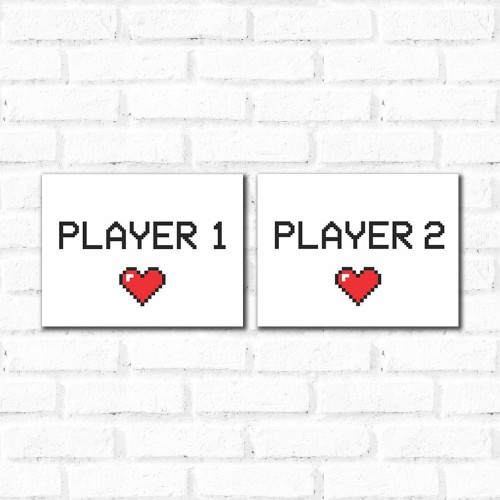Adesivo de parede Placa Decorativa Kit Player 1 Player 2