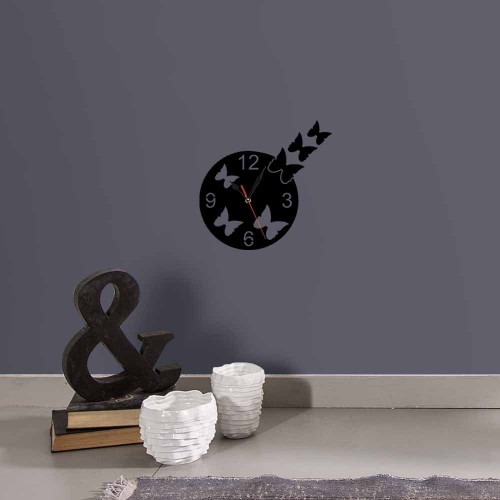 Adesivo de parede Relógio Decorativo Borboletas Basic