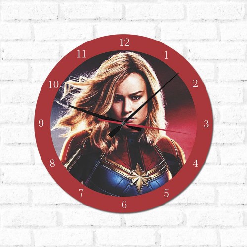 Adesivo de parede Relógio Decorativo Capitã Marvel