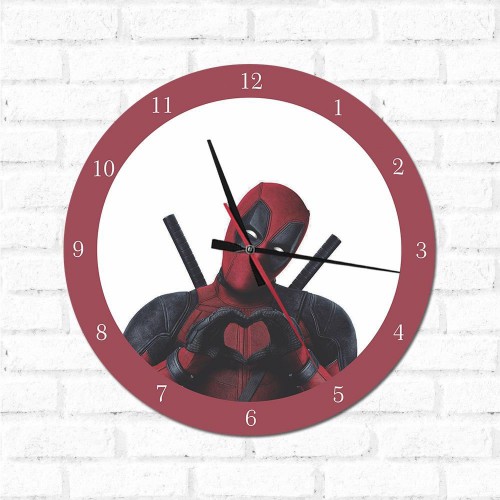 Adesivo de parede Relógio Decorativo Deadpool