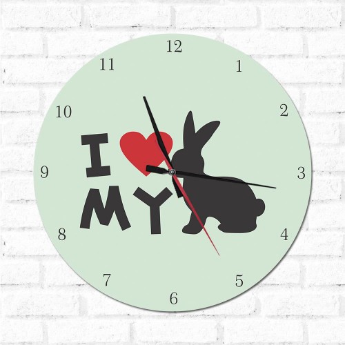 Adesivo de parede Relógio Decorativo I love My Rabbit