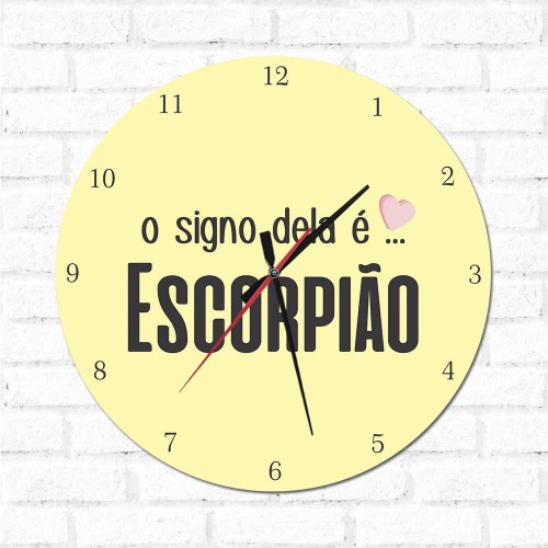 Adesivo de parede Relógio Decorativo O Signo dela é Escorpião