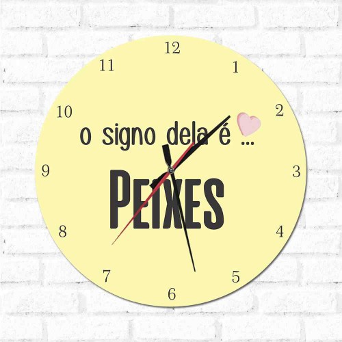 Adesivo de parede Relógio Decorativo O Signo dela é Peixes