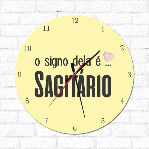 Adesivo de parede Relógio O Signo dela é Sagitário