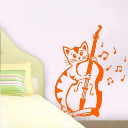 Adesivo de Parede Gato Violonista