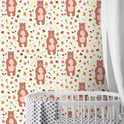 Papel de Parede Bear Cute Girl Clean