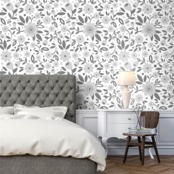 Papel de Parede Big Flowers Gray