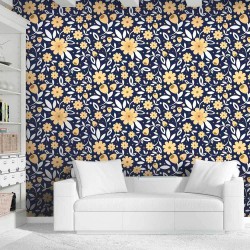 Papel de Parede Big Flowers Navy