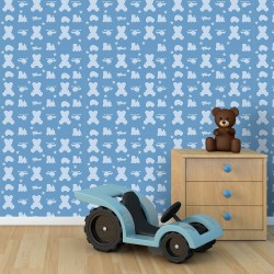 Papel de Parede Brinquedos Azul