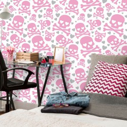 Papel de Parede Caveiras Pink