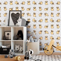 Papel de Parede Pug Gray