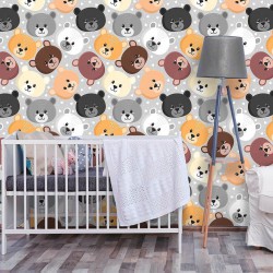 Papel de Parede Ursinhos Cute Gray