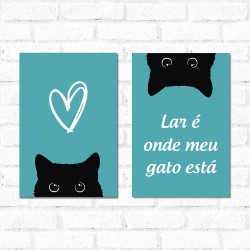 Placa Decorativa Kit Lar é Onde Meu Gato Está