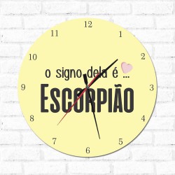 Relógio Decorativo O Signo dela é Escorpião